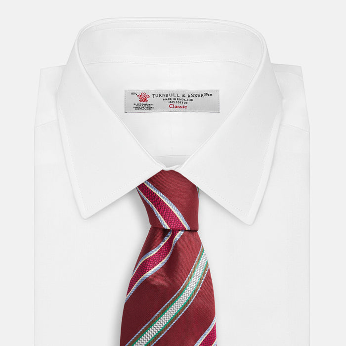 Burgundy Multi Stripe Silk Tie Image 3