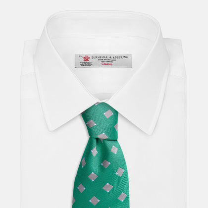 Kelly Green and Grey Tile Silk Tie Image 3