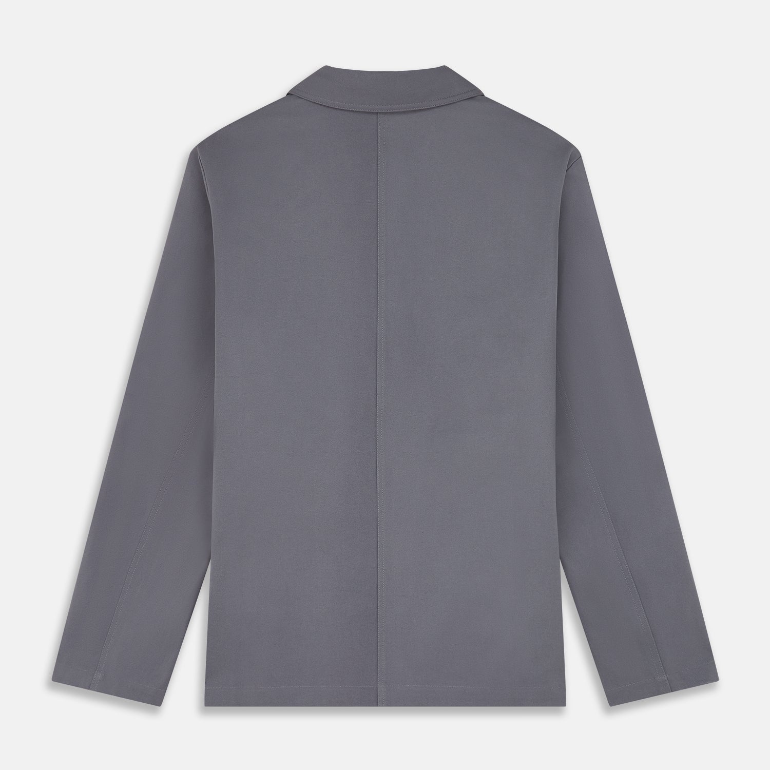 View 4 of product The Turnbull & Asser Charcoal Grey Organic Cotton Blend Remy Chore Jacket features a collar, button-up front, and four front pockets—two chest, two waist—making it a versatile must-have for any men's wardrobe.