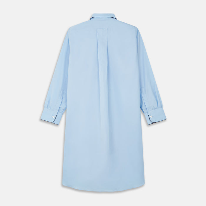 Light Blue Piped Cotton Nightshirt Image 4