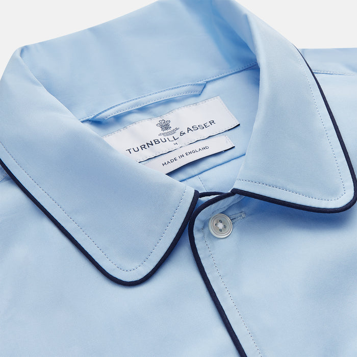 Light Blue Piped Cotton Nightshirt Image 1