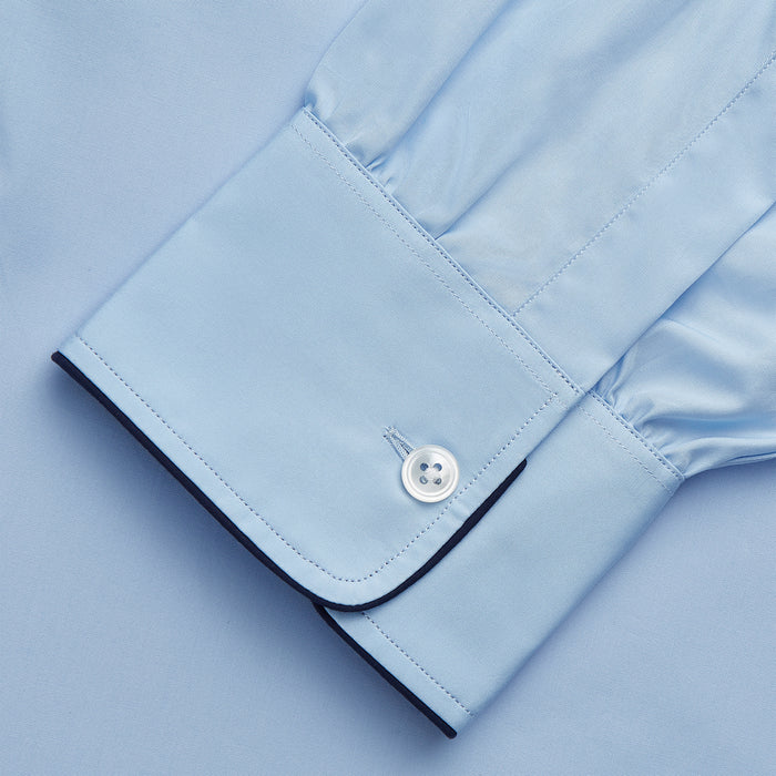Light Blue Piped Cotton Nightshirt Image 3