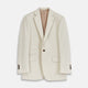 The Turnbull & Asser Stone Cotton Twill Jacket features a notch lapel, chest pocket, two front flap pockets, and brown buttons. Italian-tailored for smart-casual style, it is shown here against a white background.