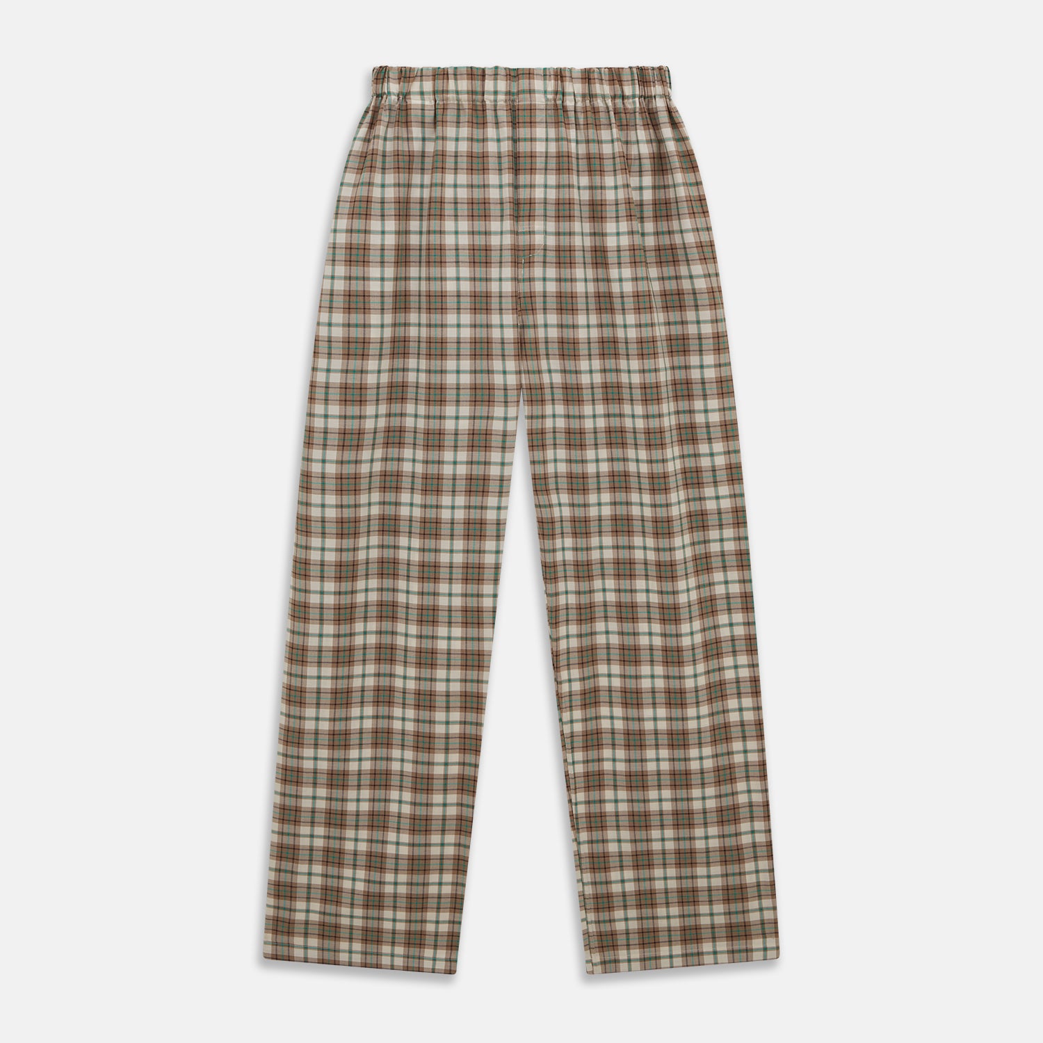 View 5 of product The Green and Oatmeal Cotton Hyde Pyjamas Set by Turnbull & Asser features a modern fit and comfortable drawstring waist trousers—perfect cotton sleepwear for relaxing nights.