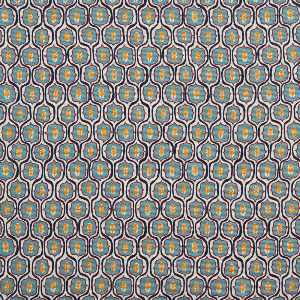 Turquoise Flower Bloomsbury-Inspired Pattern Silk Pocket Square