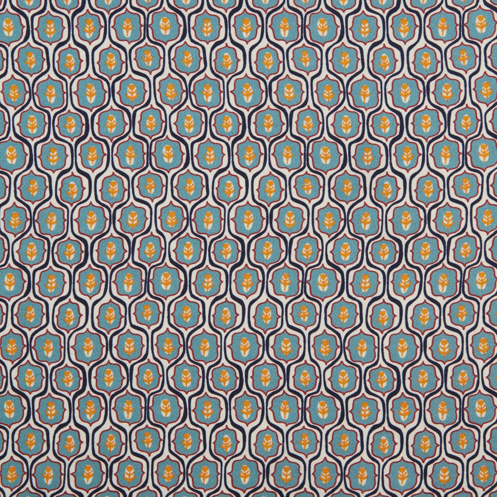 View 3 of product Turquoise Flower Bloomsbury-Inspired Pattern Silk Pocket Square