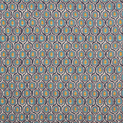 Turquoise Flower Bloomsbury-Inspired Pattern Silk Pocket Square Image 2