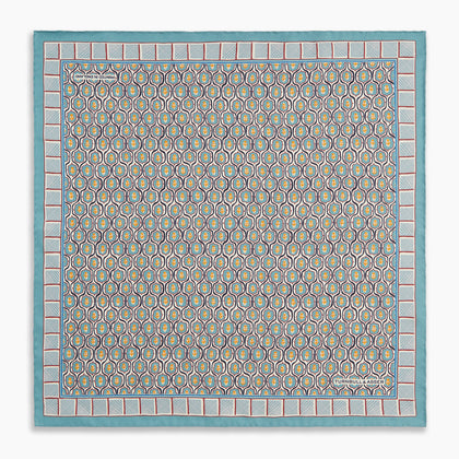 Turquoise Flower Bloomsbury-Inspired Pattern Silk Pocket Square Image 3