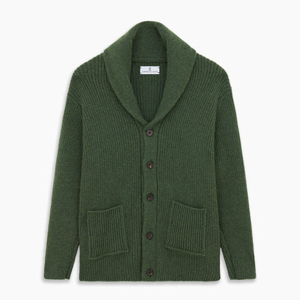 Serpentine Green Ribbed Cashmere Ainsley Cardigan Image 3