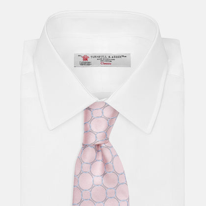 Baby Pink and Blue Circle Jacquard Silk Tie Image 3