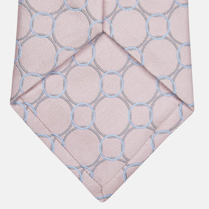 Baby Pink and Blue Circle Jacquard Silk Tie Image 2