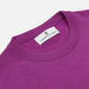 View 2 of product The Turnbull & Asser Magenta Cashmere Crewneck Jumper, featuring ribbed cuffs, hem, and collar, is shown against a plain white background.