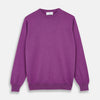 View 1 of product The Turnbull & Asser Magenta Cashmere Crewneck Jumper, featuring ribbed cuffs, hem, and collar, is shown against a plain white background.
