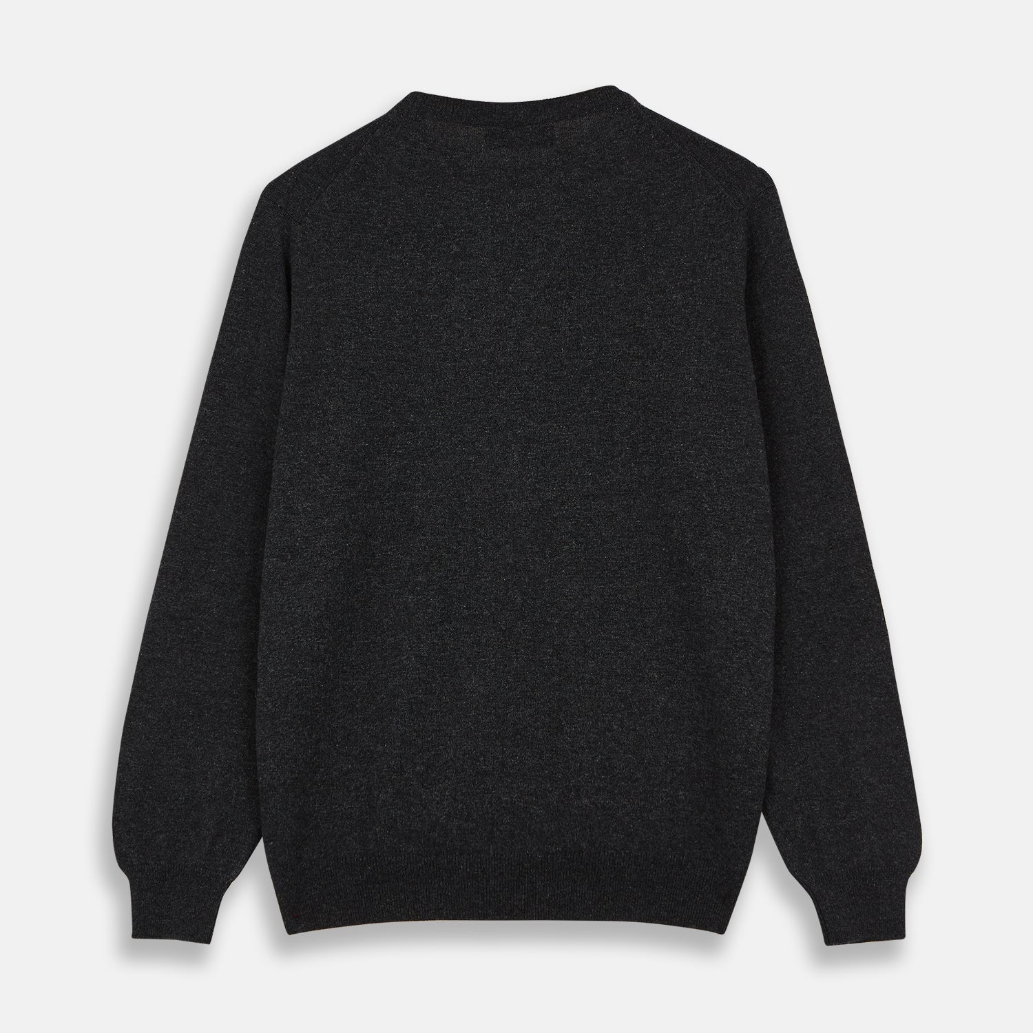 View 5 of product The Charcoal Crew Neck Cashmere Jumper by Turnbull & Asser is a luxury, long-sleeved sweater crafted from Scottish cashmere and shown on a white background.