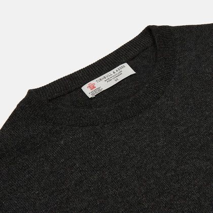Charcoal Crew Neck Cashmere Jumper Image 1