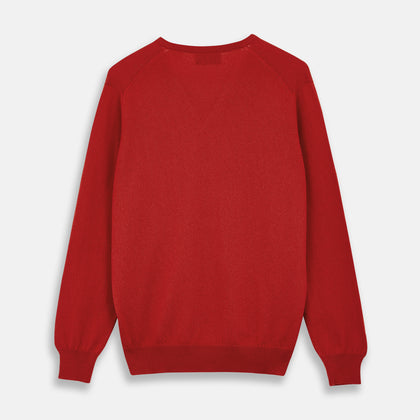 Red Cashmere V-Neck Jumper Image 2
