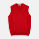 The Red Cashmere Slipover by Turnbull & Asser is a sleeveless, V-neck vest in pure cashmere, shown flat on a white background—an ideal lightweight layer for any season.