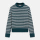 The Holly Green Knitted Cashmere Crewneck Jumper by Turnbull & Asser features a ribbed neckline, cuffs, and hem—a timeless investment piece for fans of signature knits.