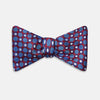 View 1 of product Burgundy and Blue Circle and Spot Silk Bow Tie