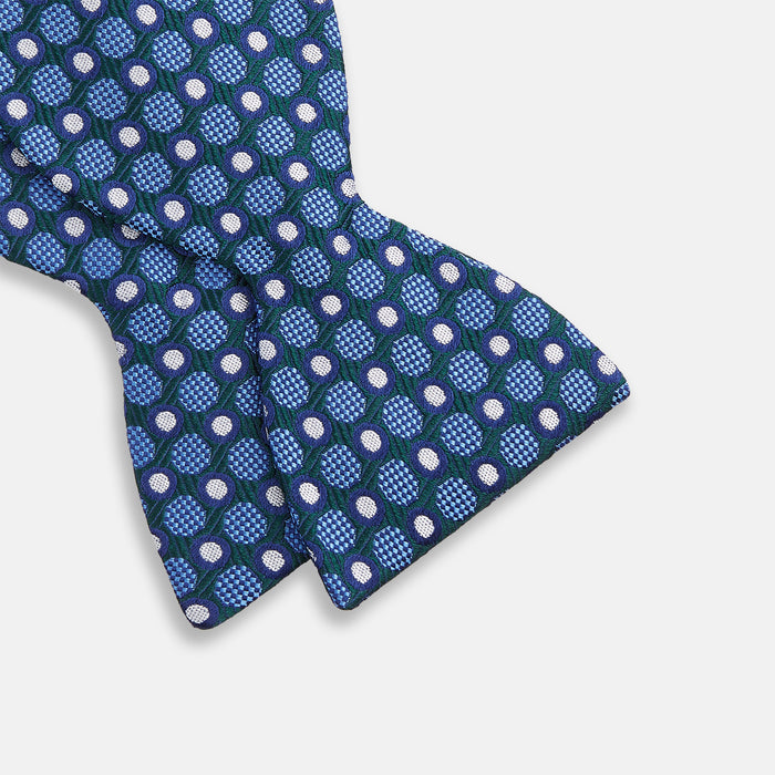 Forest Green and Blue Circle and Spot Silk Bow Tie Image 2