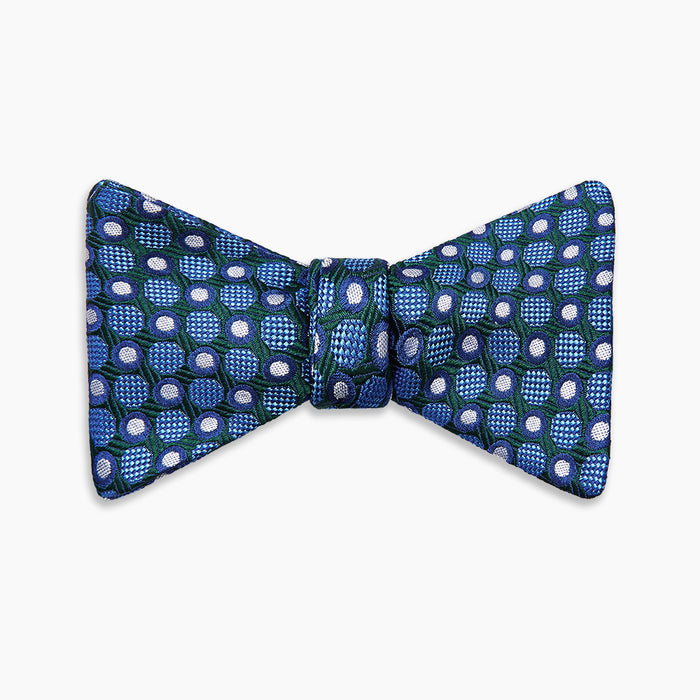 Forest Green and Blue Circle and Spot Silk Bow Tie Image 3