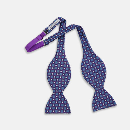 Plum and Blue Circle and Spot Silk Bow Tie Image 1