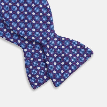 Plum and Blue Circle and Spot Silk Bow Tie Image 2