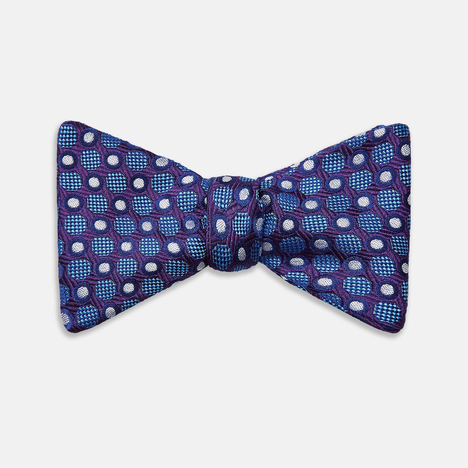 View 1 of product Plum and Blue Circle and Spot Silk Bow Tie