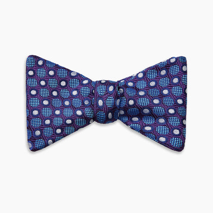 Plum and Blue Circle and Spot Silk Bow Tie Image 3