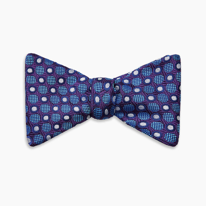 Plum and Blue Circle and Spot Silk Bow Tie Image 3