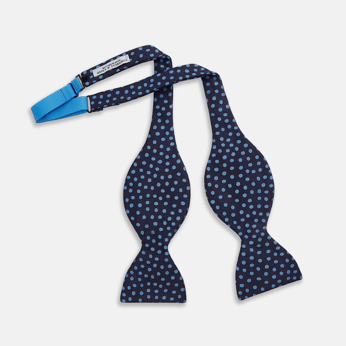 Navy and Blue Paint Spot Silk Bow Tie Image 1