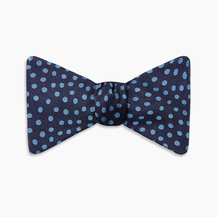 Navy and Blue Paint Spot Silk Bow Tie Image 3
