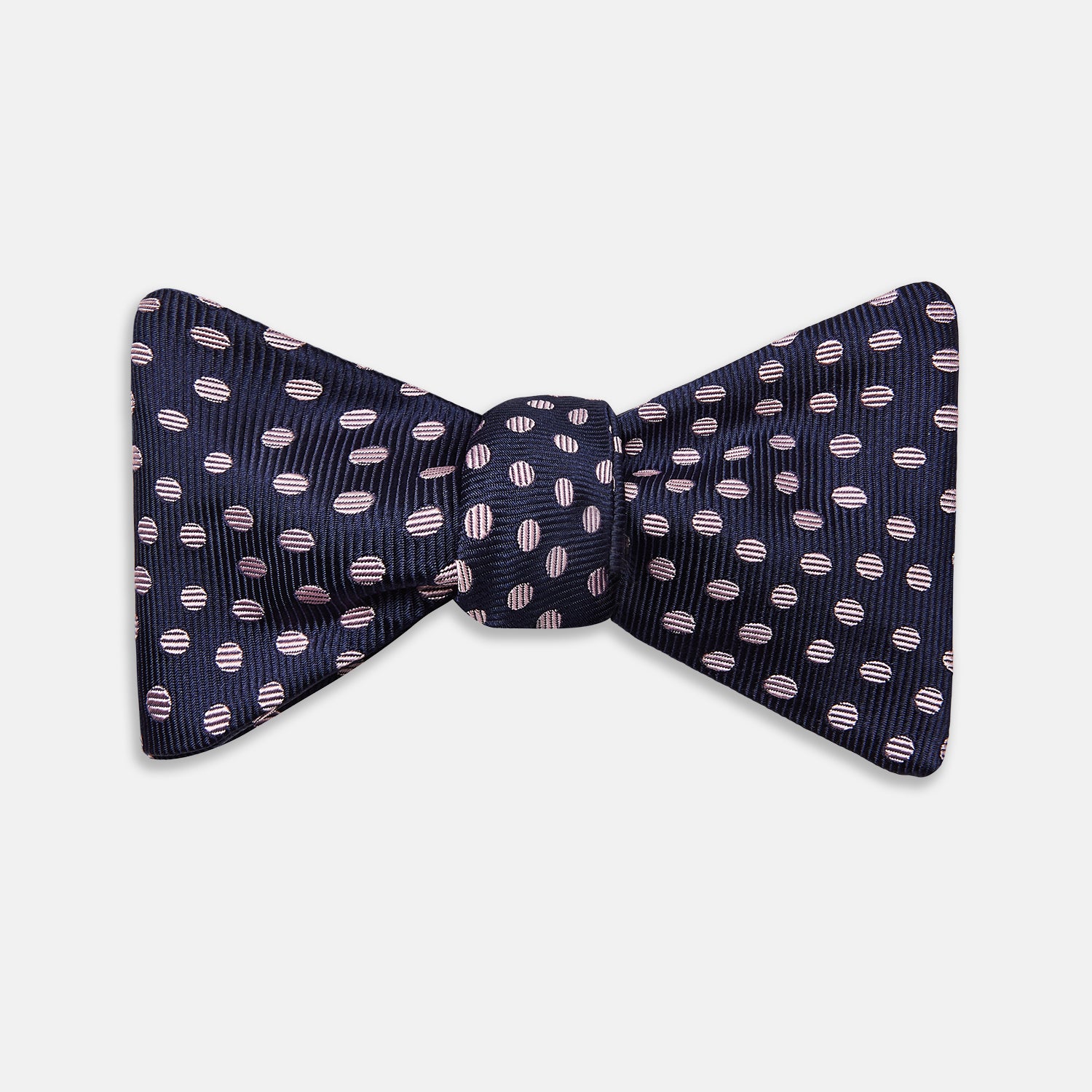 View 1 of product Navy and Pink Paint Spot Silk Bow Tie