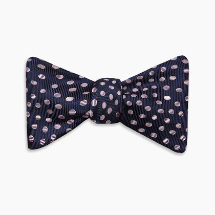 Navy and Pink Paint Spot Silk Bow Tie Image 3
