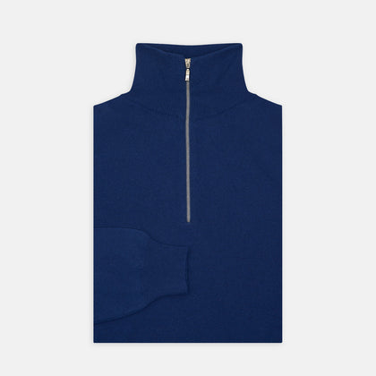 Blue Half-Zip Cashmere Jumper