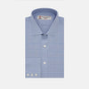 View 1 of product A Turnbull & Asser Blue Prince of Wales Check Shirt with Regent collar and button cuffs, neatly folded to show its white buttons and inside-collar label, is displayed against a plain white background.
