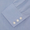 View 2 of product A Turnbull & Asser Blue Prince of Wales Check Shirt with Regent collar and button cuffs, neatly folded to show its white buttons and inside-collar label, is displayed against a plain white background.