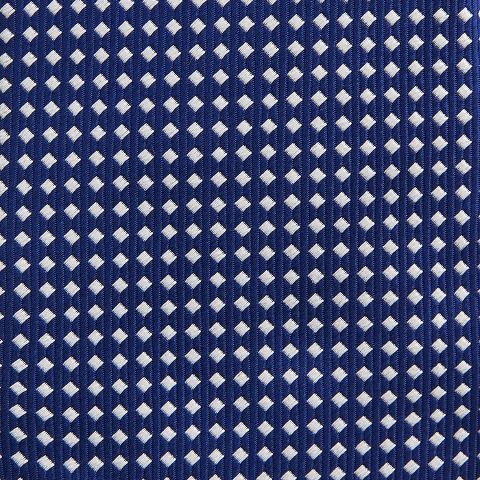 Slim Diamond Navy and White Silk Tie Image 2