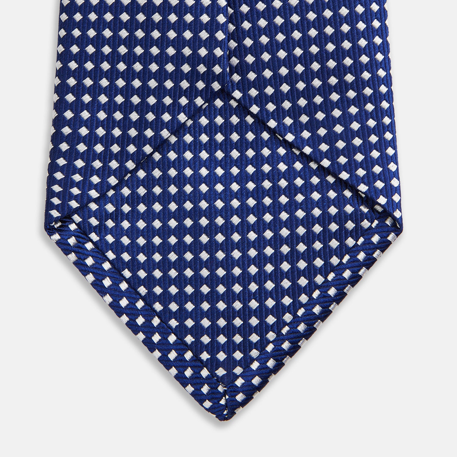 View 4 of product Slim Diamond Navy and White Silk Tie