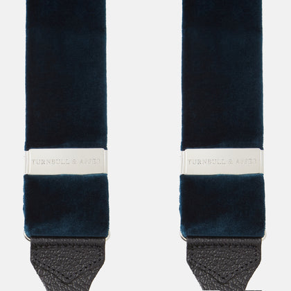 Teal Velvet buttoned Braces Image 1