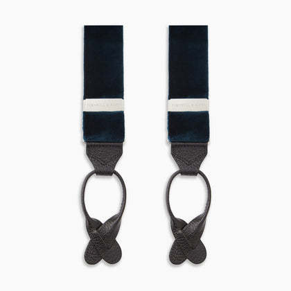 Teal Velvet buttoned Braces Image 2