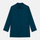 The Turnbull & Asser Blue Pack-Away Rain Mac is a knee-length coat with a classic collar, long sleeves, side buttoned pockets, and a concealed front placket, shown against a plain white background.