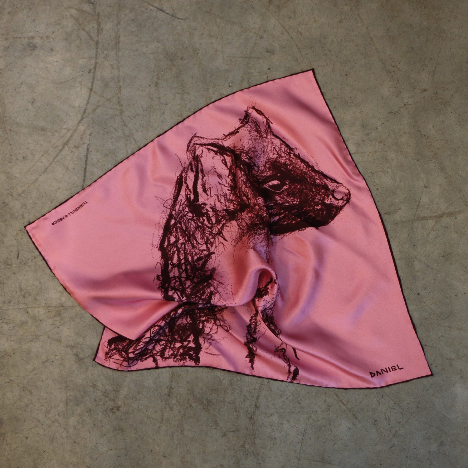 View 2 of product The DANIEL PERKIN PINK PINE MARTIN POCKET SQUARE by Turnbull & Asser features a detailed pine marten illustration, celebrating its elegance and significance in wildlife conservation.