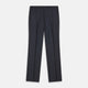 The Navy Wool Pleated Jasper Trouser by Turnbull & Asser features lightweight wool, a button and zipper closure, front pockets, and straight legs, shown neatly pressed against a plain white background.