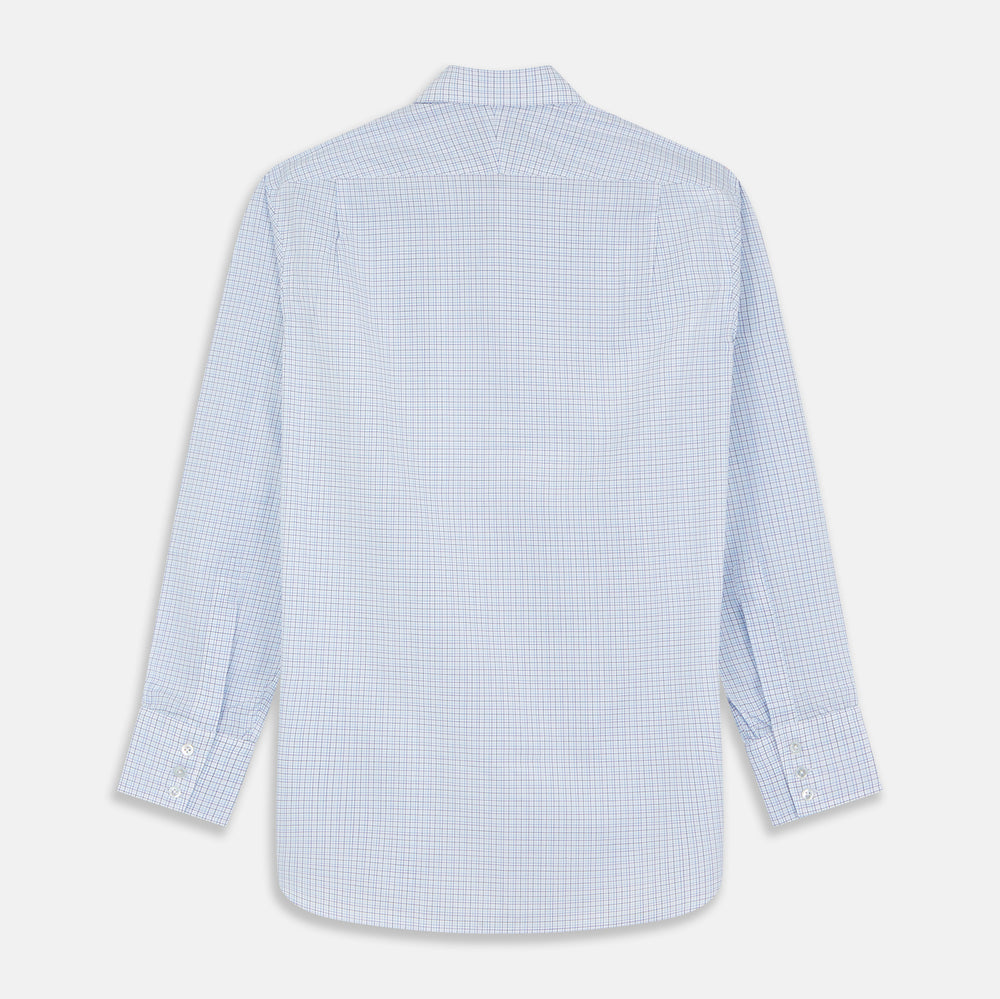 The Turnbull & Asser Purple Multi Check Regular Fit Mayfair Shirt features a long-sleeve design with button-down front, classic collar, and buttoned cuffs—ideal for a smart-casual look, shown on a white background.