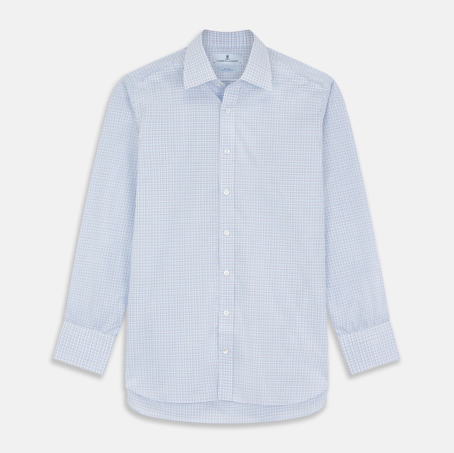 View 1 of product The Turnbull & Asser Purple Multi Check Regular Fit Mayfair Shirt features a long-sleeve design with button-down front, classic collar, and buttoned cuffs—ideal for a smart-casual look, shown on a white background.