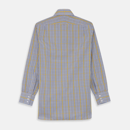 Yellow and Blue Fancy Check Regular Fit Shirt with T&A Collar Image 6