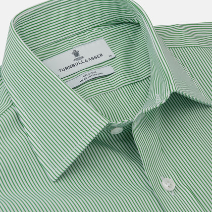 Green Fine Stripe Regular Fit Shirt with T&A Collar Image 4