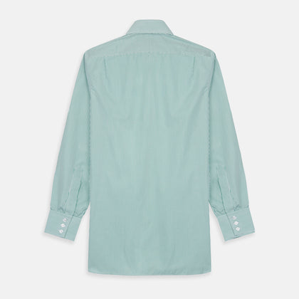 Green Fine Stripe Regular Fit Shirt with T&A Collar Image 7
