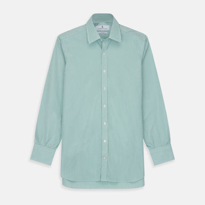 Green Fine Stripe Regular Fit Shirt with T&A Collar Image 1